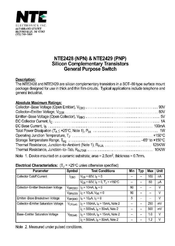 NTE2429_1290605.PDF Datasheet