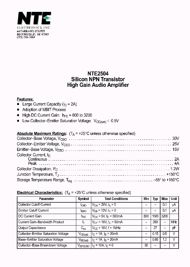 NTE2504_1290615.PDF Datasheet