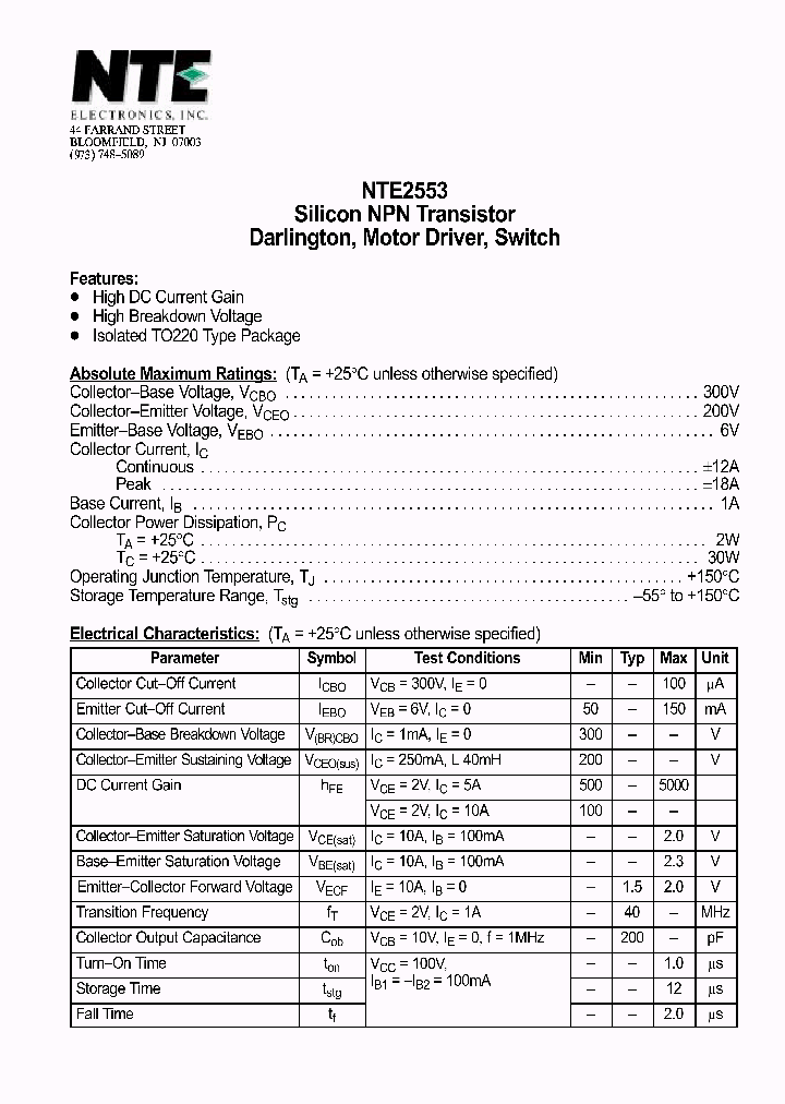 NTE2553_1290650.PDF Datasheet