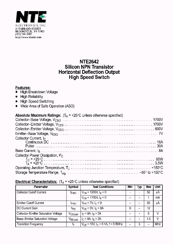 NTE2642_1290679.PDF Datasheet