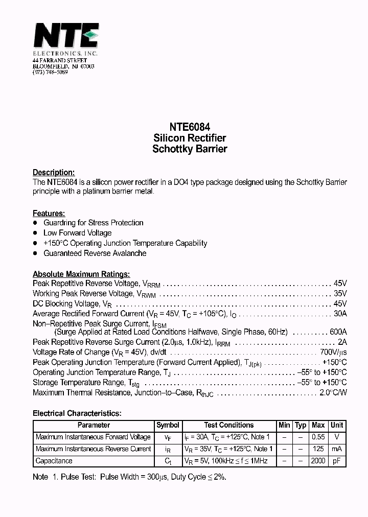 NTE6084_1291108.PDF Datasheet