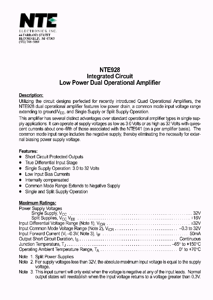 NTE928_1291390.PDF Datasheet