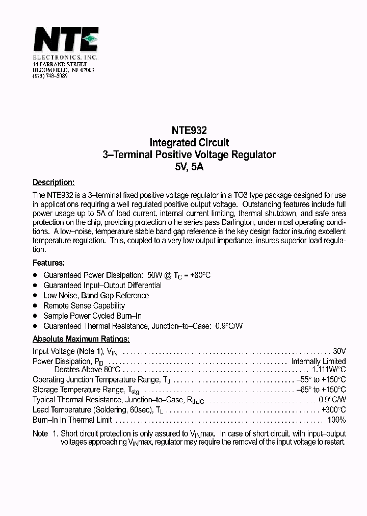 NTE932_1291395.PDF Datasheet