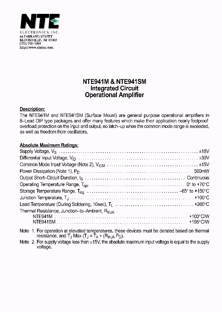 NTE941SM_1291408.PDF Datasheet