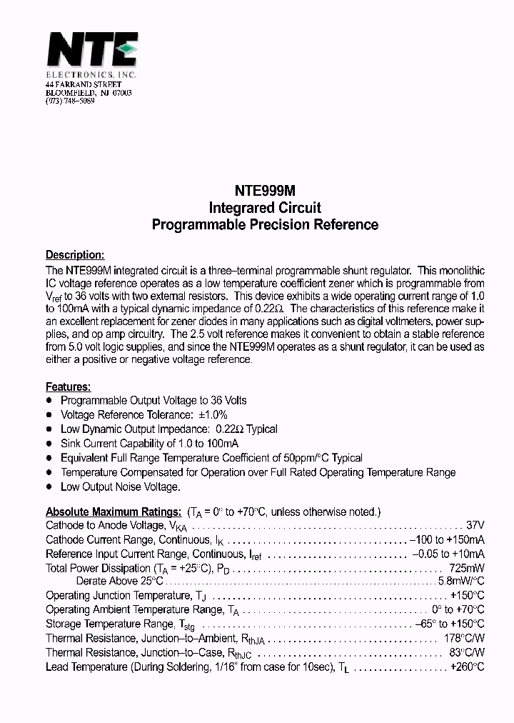 NTE999M_1291447.PDF Datasheet