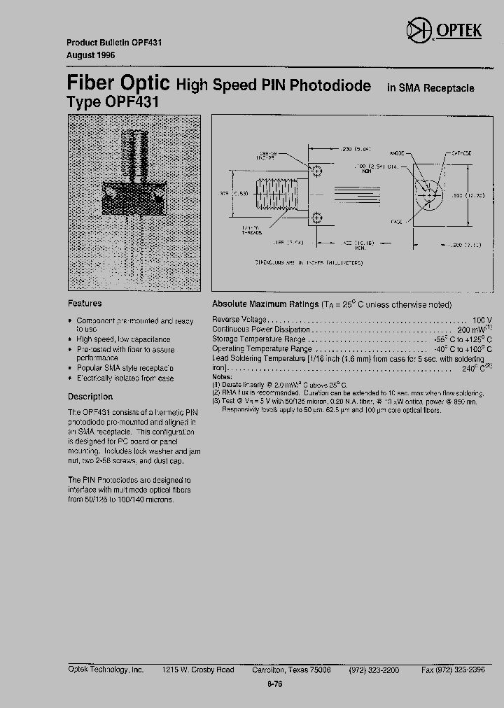 OPF431_1292444.PDF Datasheet