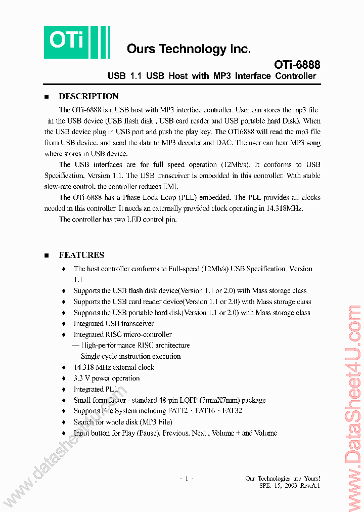 OTI-6888_1148939.PDF Datasheet