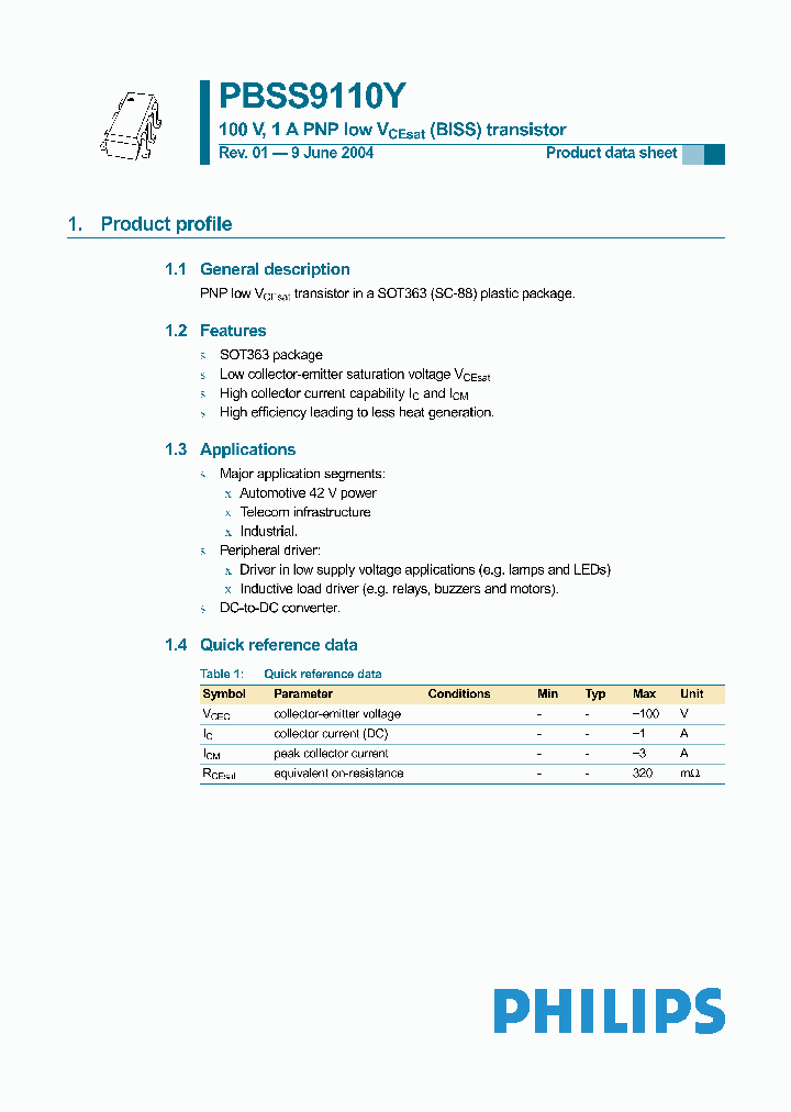 PBSS9110Y_1088476.PDF Datasheet