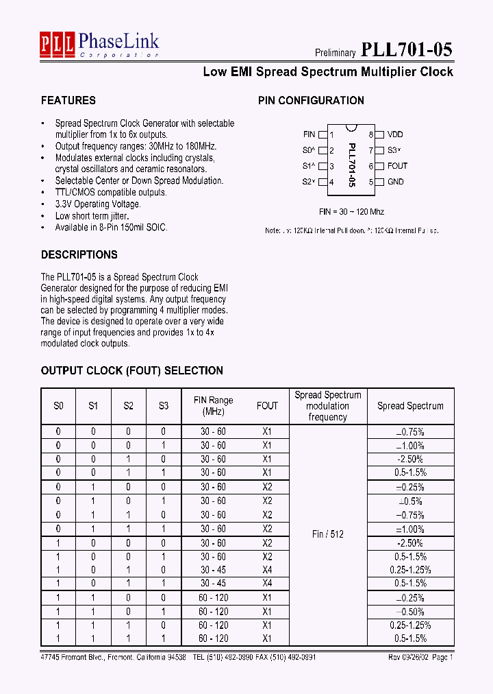 PLL701-05SM_1296547.PDF Datasheet