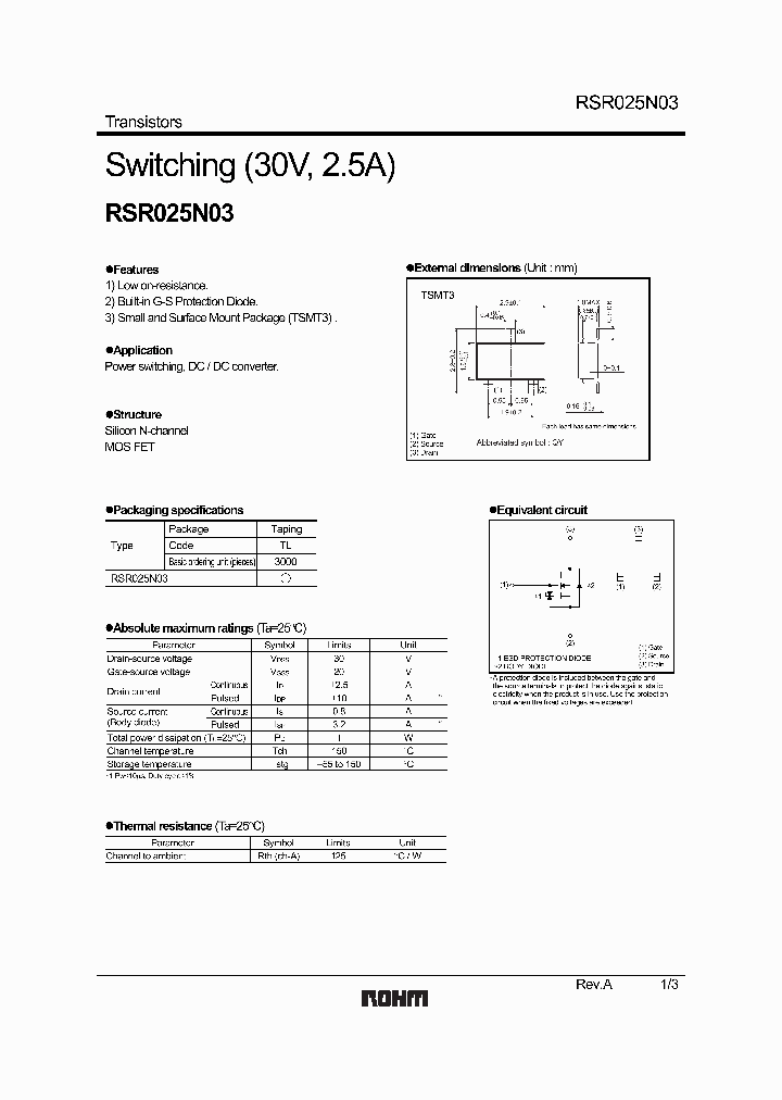 RSR025N03_1302800.PDF Datasheet