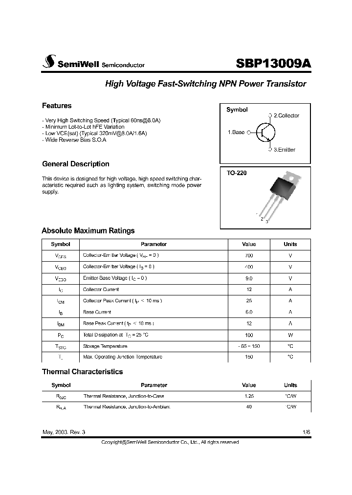 SBP13009A_1305400.PDF Datasheet