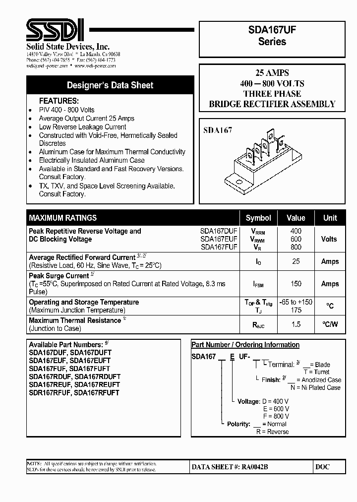 SDA167DUF_1143339.PDF Datasheet