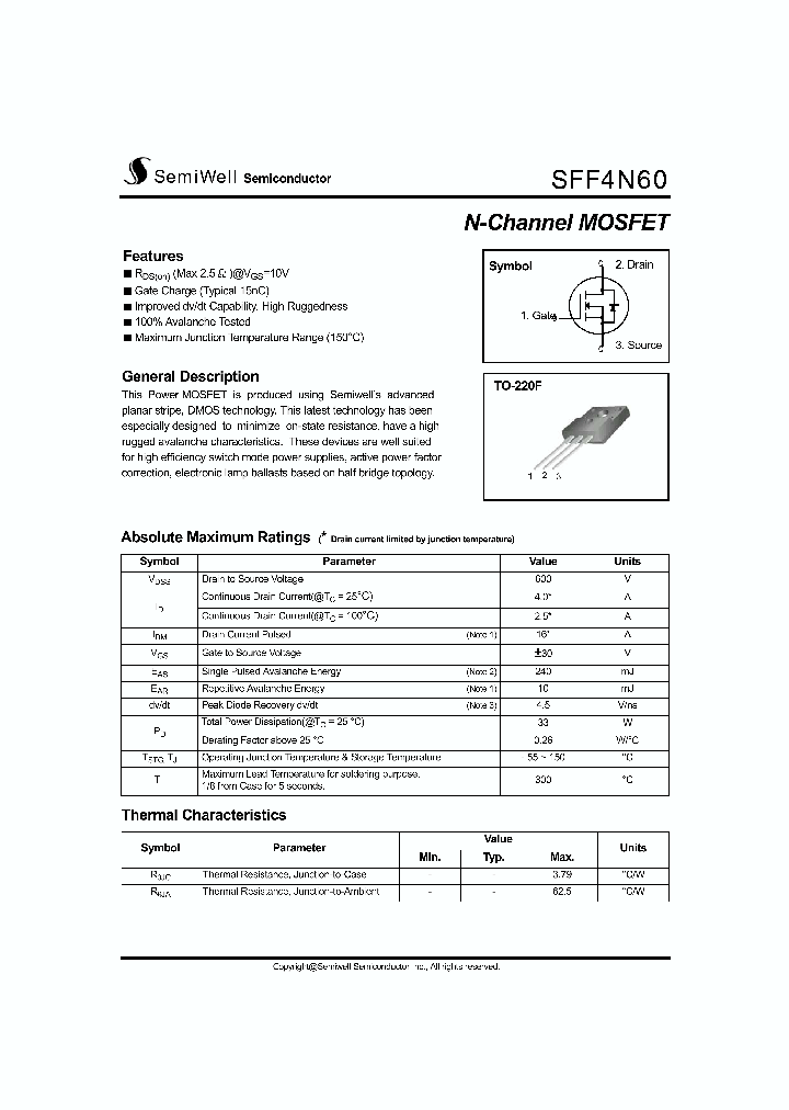 SFF4N60_1307504.PDF Datasheet