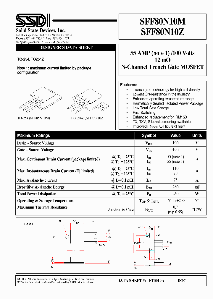 SFF80N10Z_1307525.PDF Datasheet