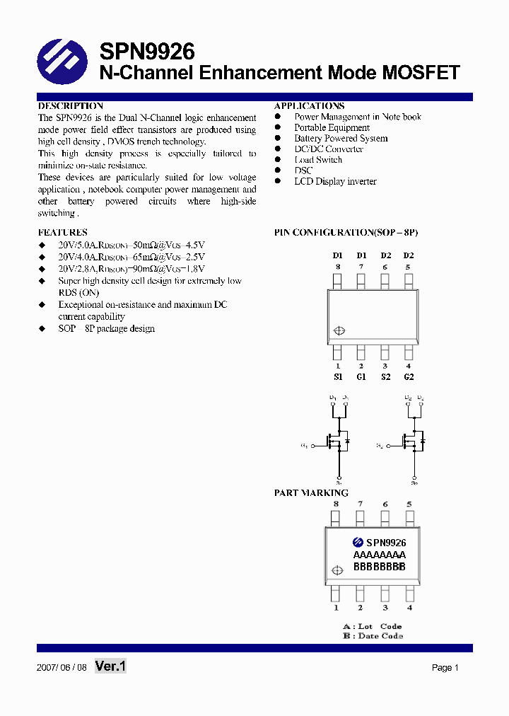 SPN9926S8TG_1315522.PDF Datasheet