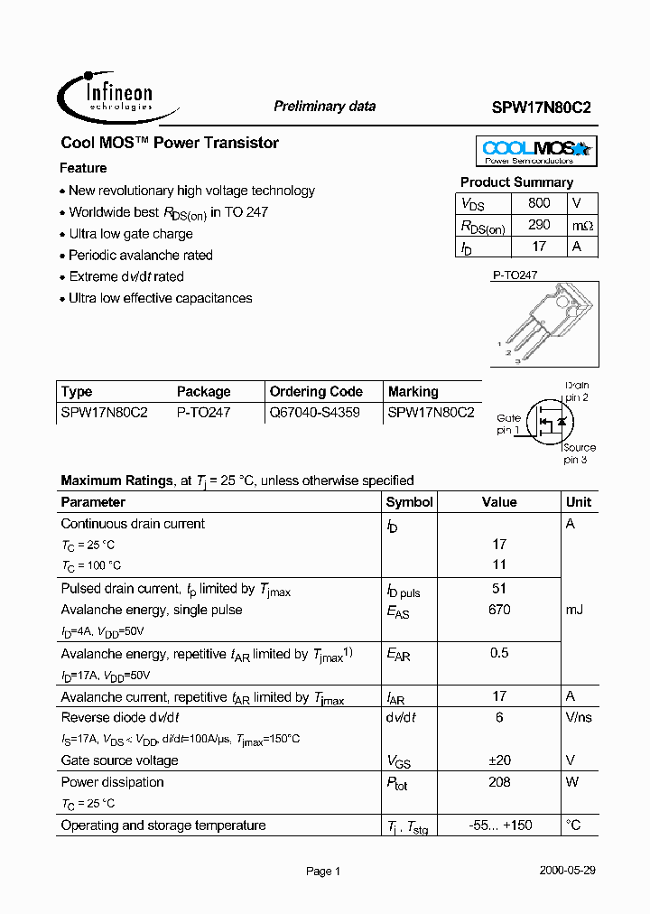 SPW17N80C2_1315759.PDF Datasheet