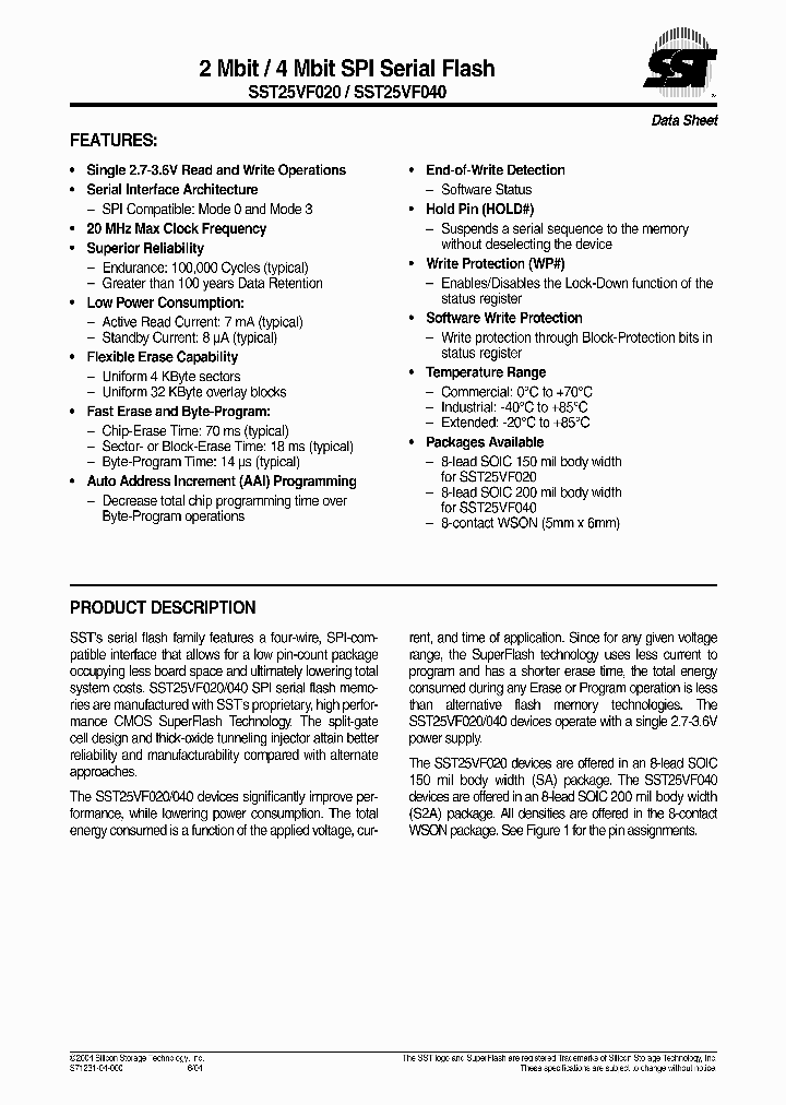 SST25VF040-20-4I-SAE_1316987.PDF Datasheet