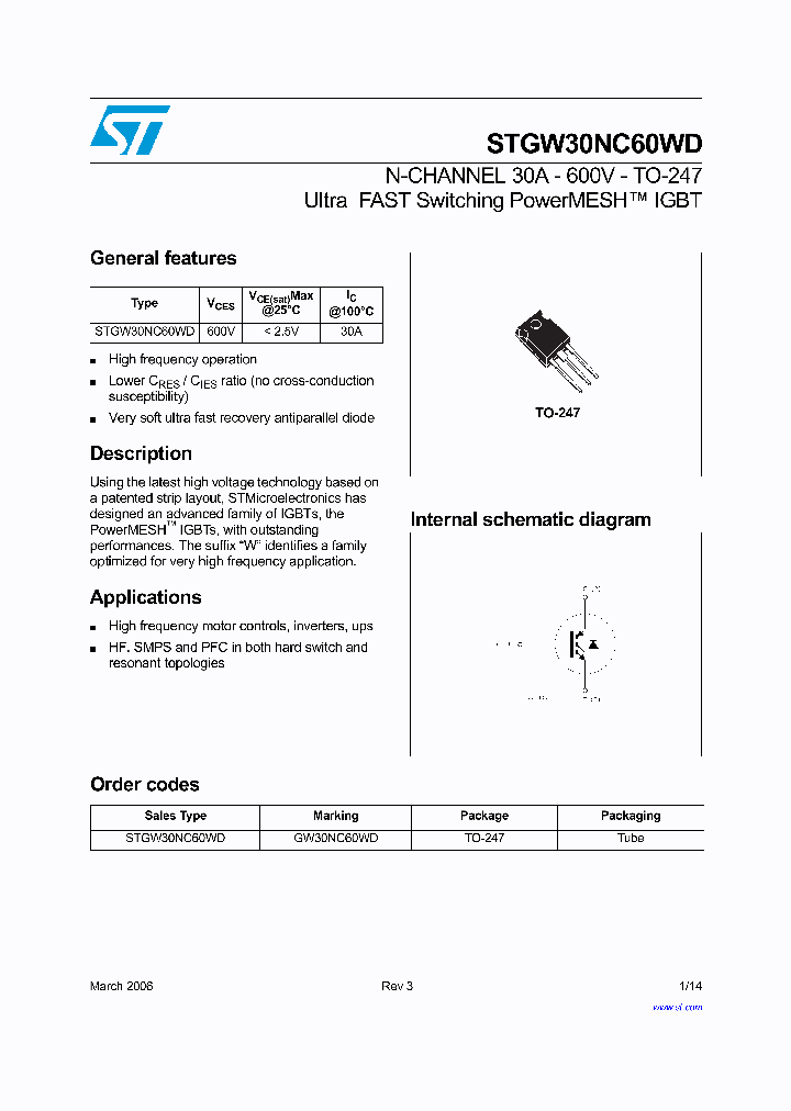 STGW30NC60WD_1318314.PDF Datasheet