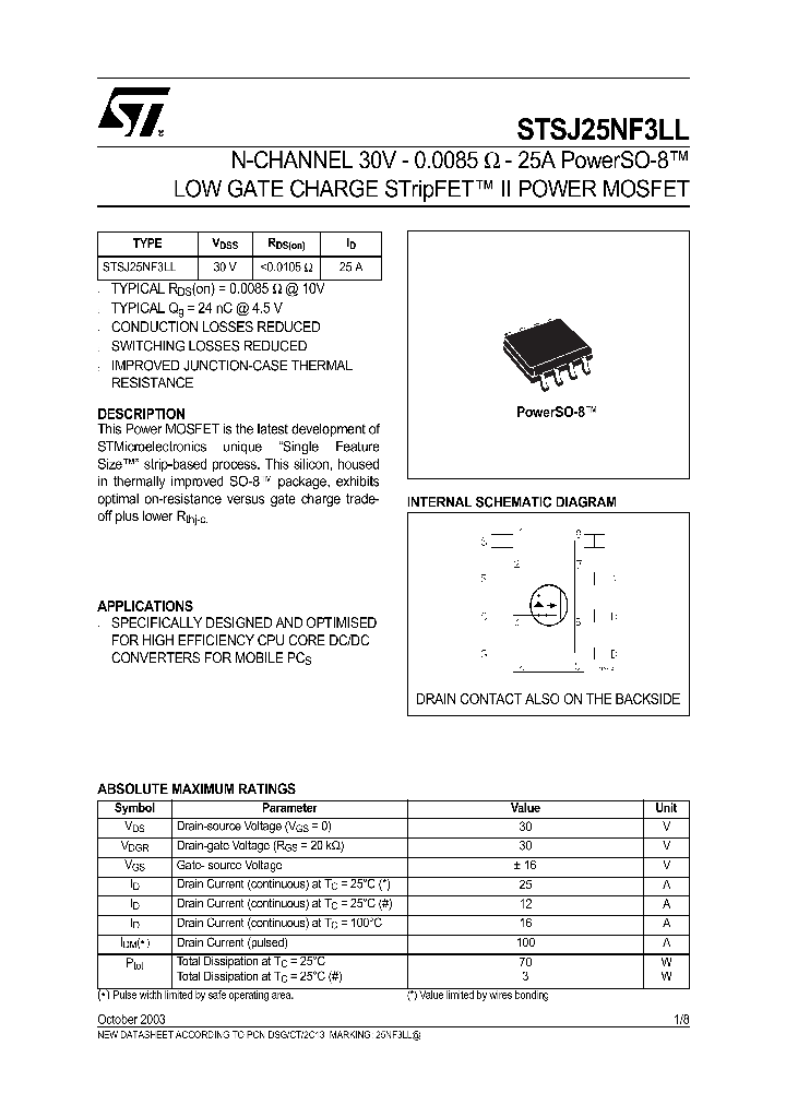 STSJ25NF3LL_1319406.PDF Datasheet