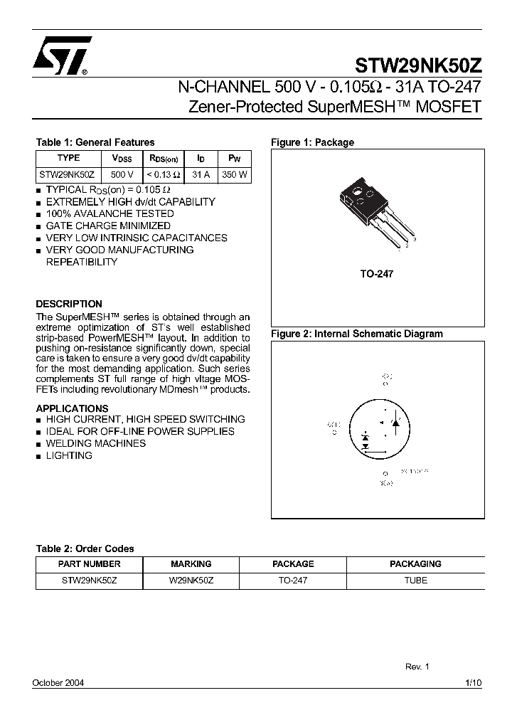 STW29NK50Z_1319638.PDF Datasheet