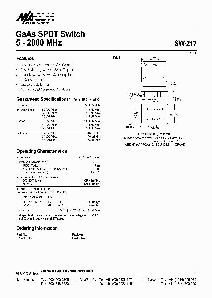 SW-217_1039058.PDF Datasheet