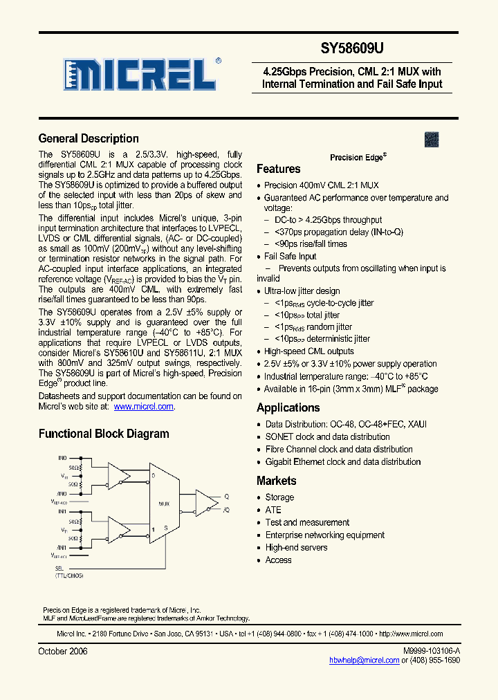 SY58609U_1097311.PDF Datasheet