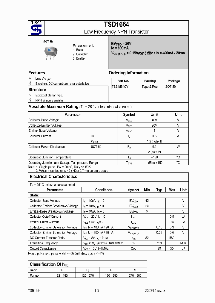 TSB1664CYS_1329254.PDF Datasheet