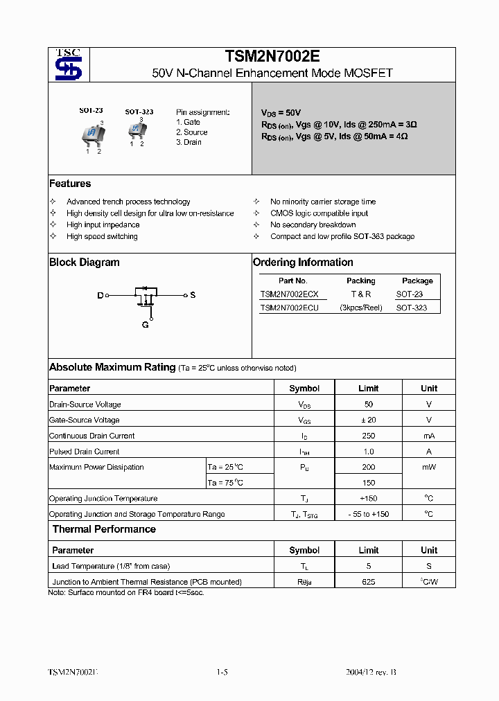 TSM2N7002ECX_1329517.PDF Datasheet