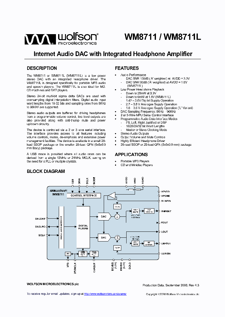 WM8711SEDS_1121644.PDF Datasheet