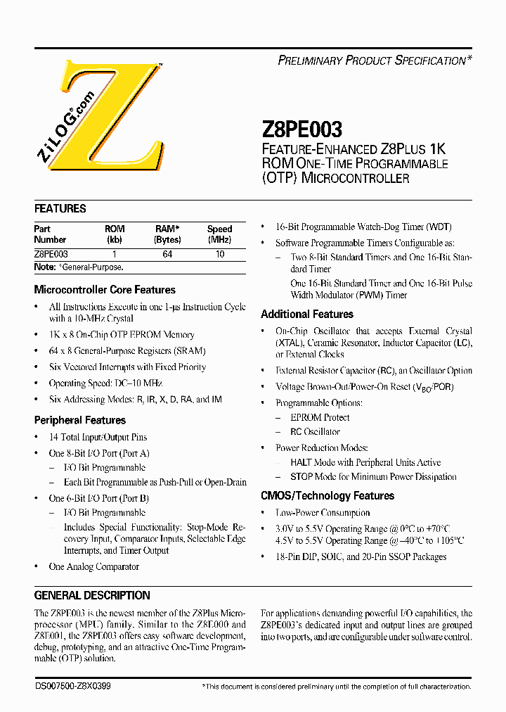 Z8PE003SZ010SC_1338952.PDF Datasheet
