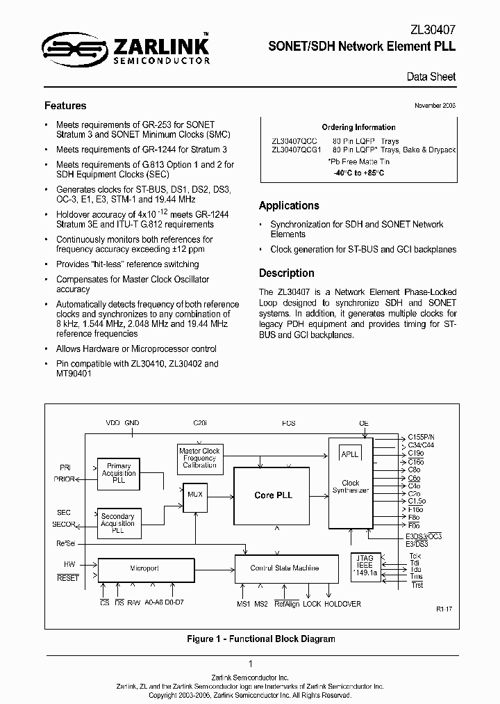 ZL30407QCG1_1107845.PDF Datasheet