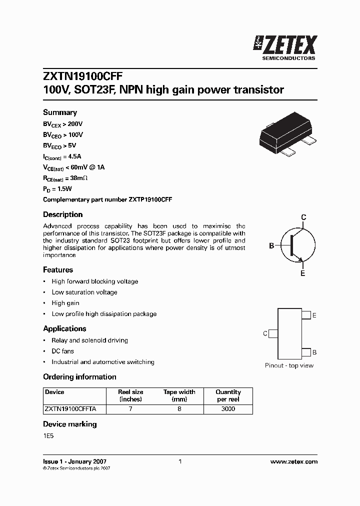 ZXTN19100CFFTA_1340008.PDF Datasheet