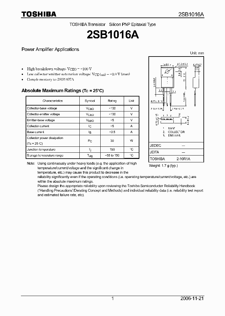 2SB1016A07_4109002.PDF Datasheet