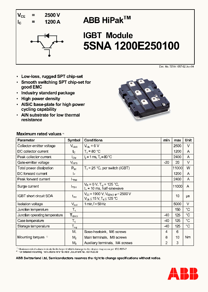 5SNA1200E2501_4157455.PDF Datasheet