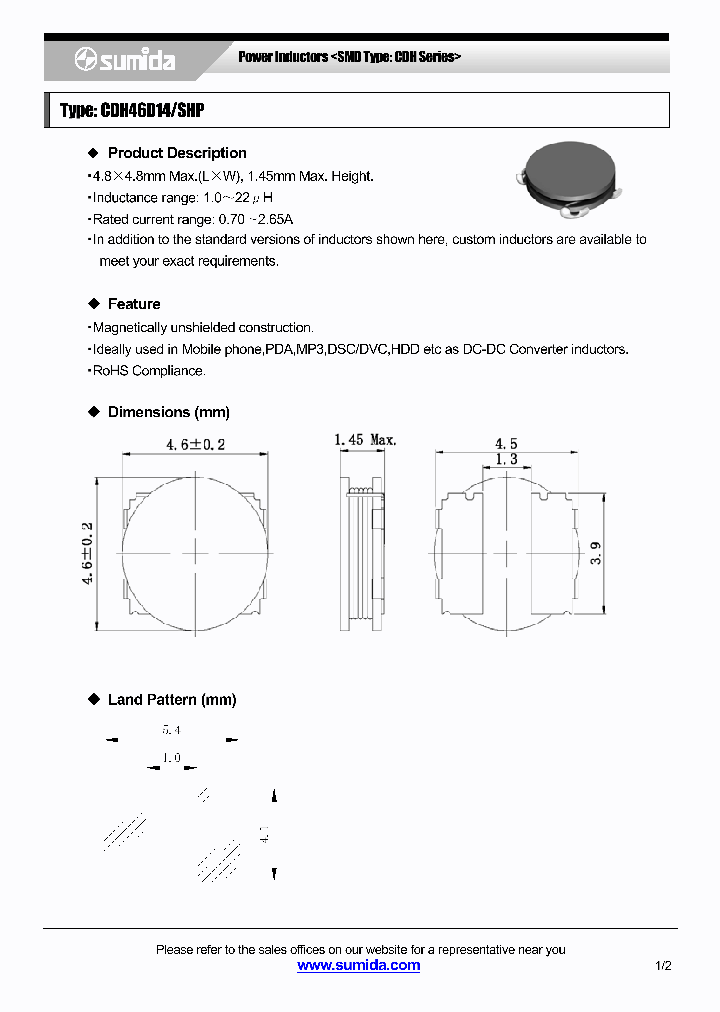 CDH46D14SHPNP-100M_4137788.PDF Datasheet