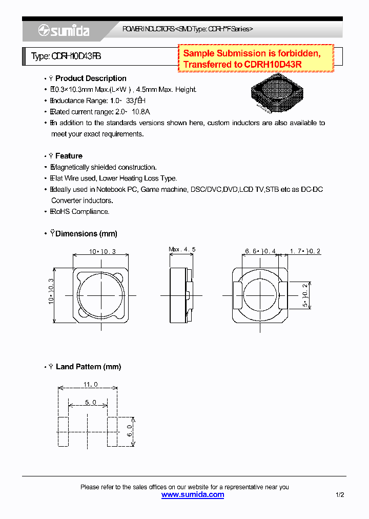 CDRH10D43FBNP-220M_4137631.PDF Datasheet