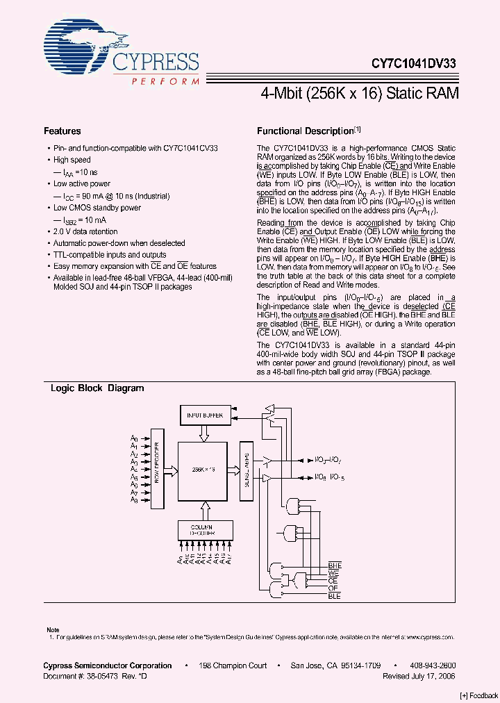 CY7C1041DV33_4111532.PDF Datasheet