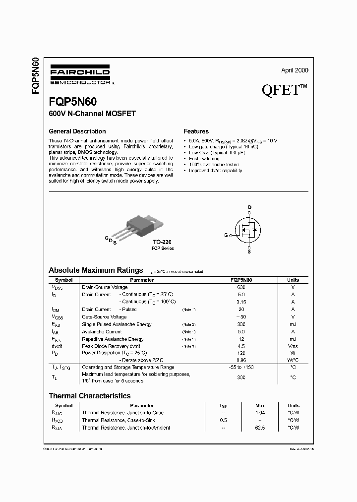 FQP5N60_4113518.PDF Datasheet