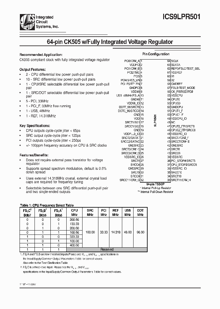 ICS9LPR501_4151262.PDF Datasheet