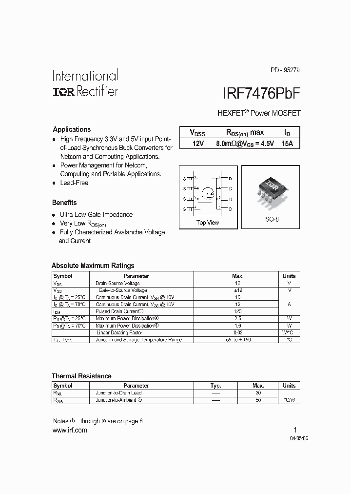 IRF7476PBF_4106694.PDF Datasheet