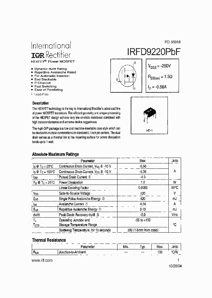 IRFD9220PBF_4155892.PDF Datasheet