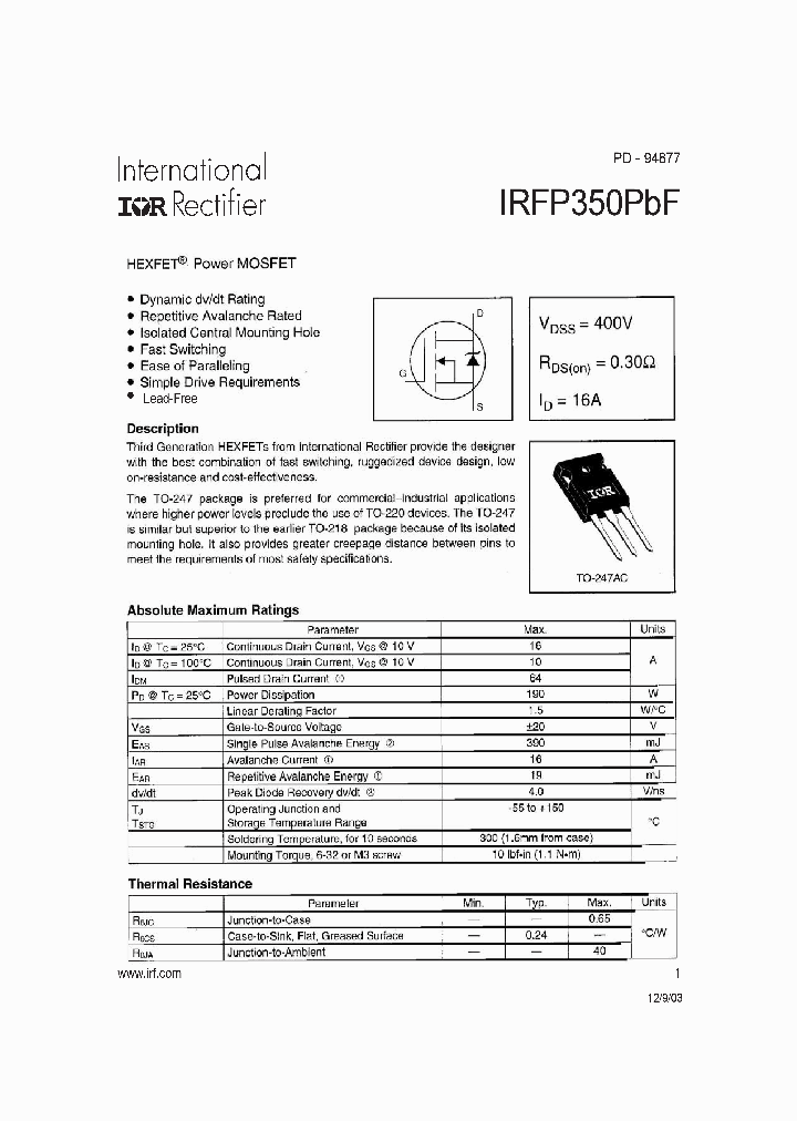 IRFP350PBF_4100227.PDF Datasheet