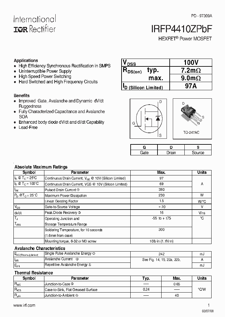 IRFP4410ZPBF_4158207.PDF Datasheet