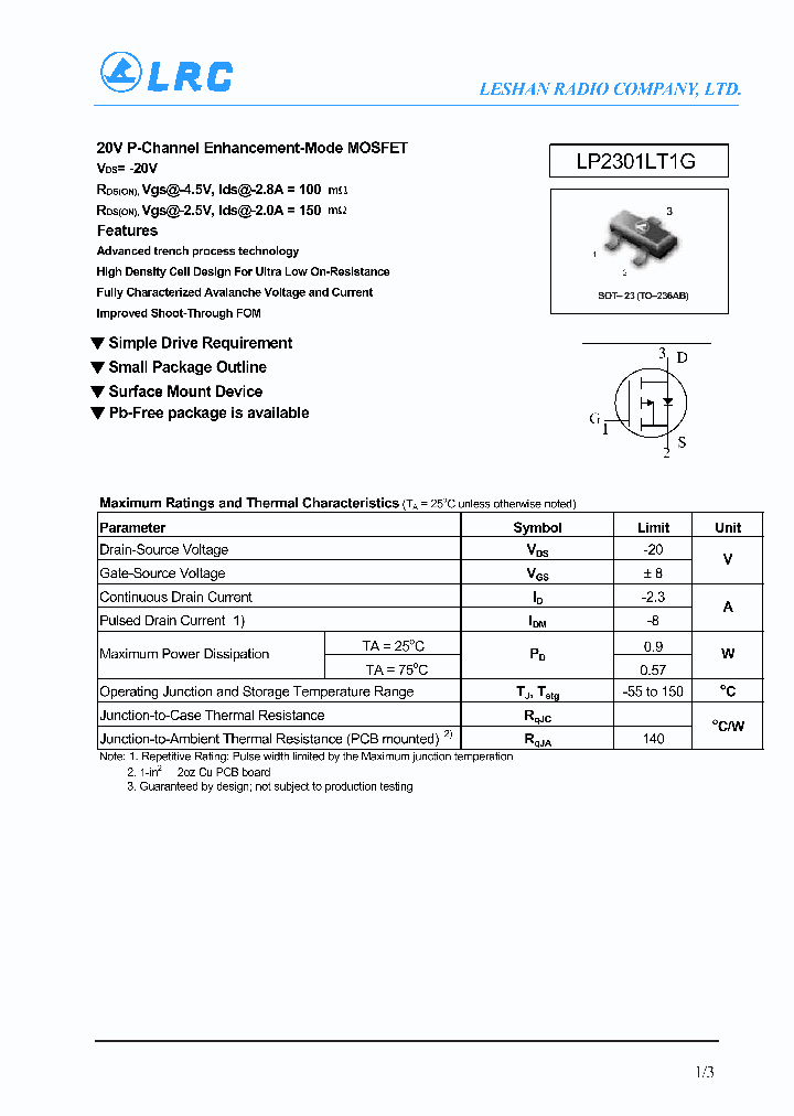 LP2301LT1G_4144857.PDF Datasheet