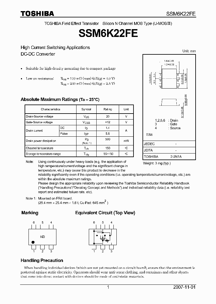 SSM6K22FE_4134785.PDF Datasheet