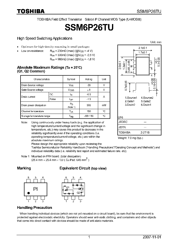 SSM6P26TU_4134251.PDF Datasheet