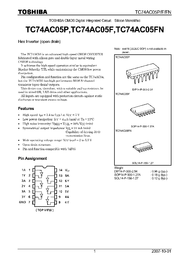 TC74AC05P07_4125060.PDF Datasheet