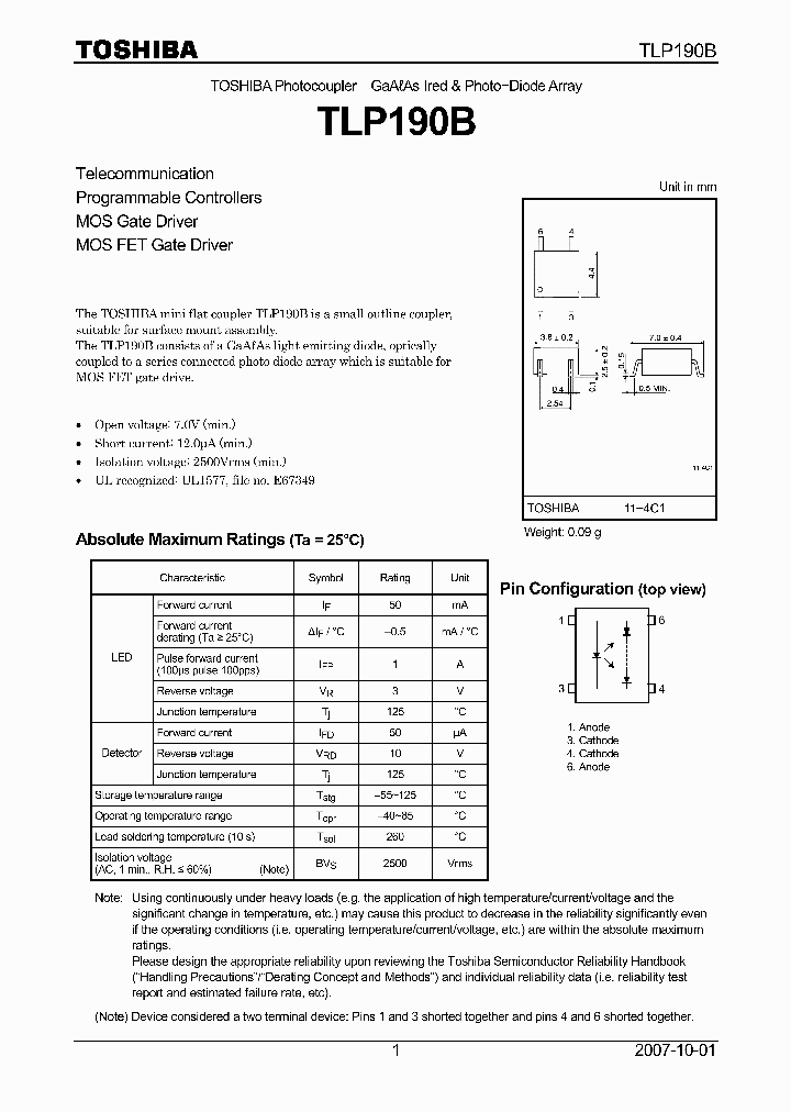 TLP190B07_4131901.PDF Datasheet