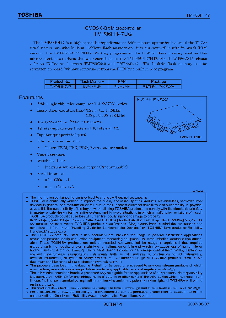 TMP86FH47UG_4109999.PDF Datasheet