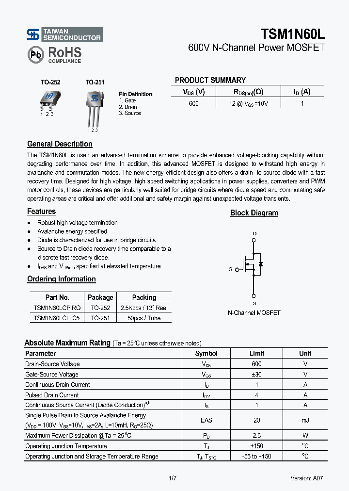 TSM1N60L07_4131204.PDF Datasheet